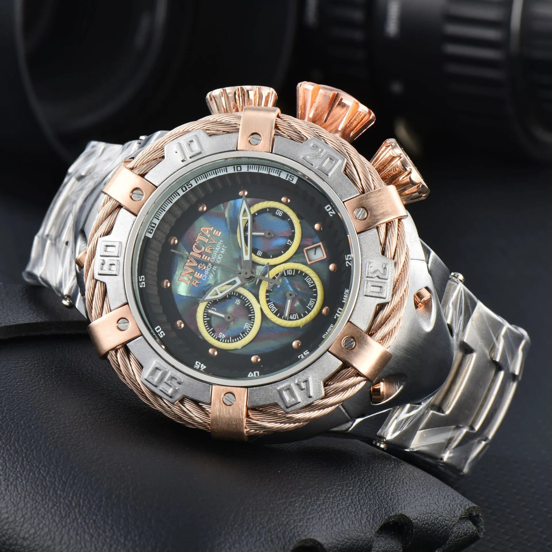 Invicta Watches Oversized Cable-Bezel Chronograph Watch — 3