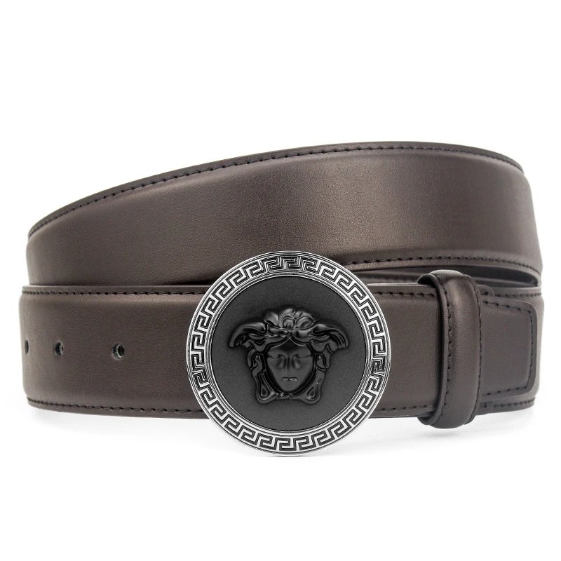 ZUER Belts Snake-haired face buckle — Great Wall Silver Coffee