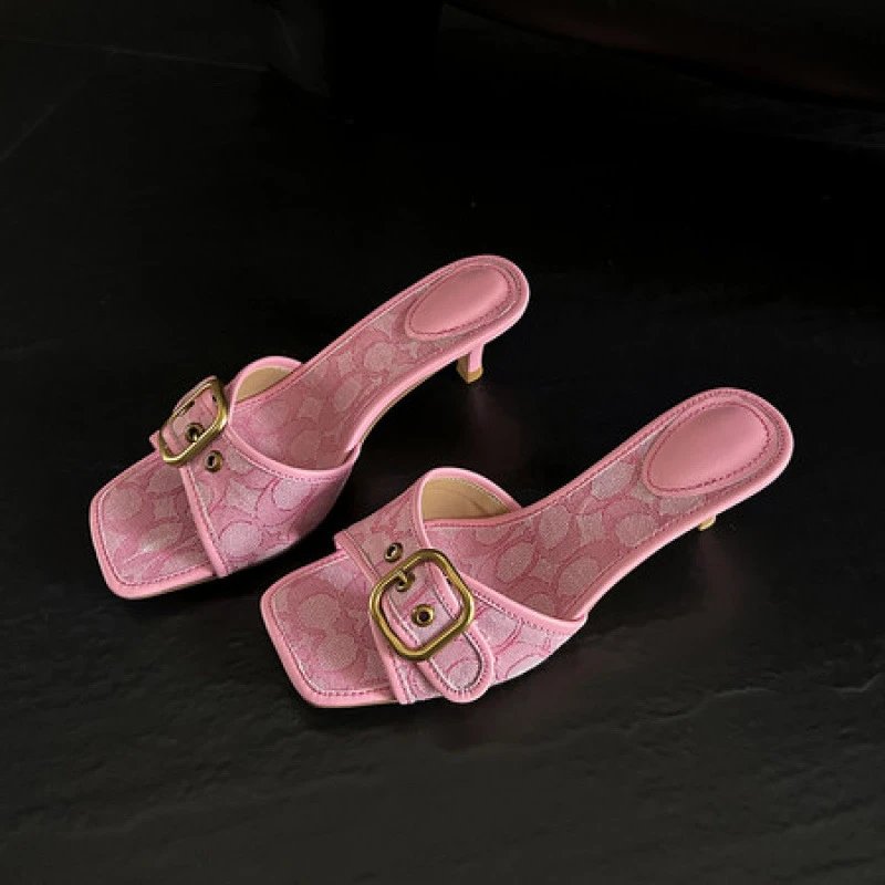 Coach Sandals Square-Toe Buckle Kitten-Heel Slide image 2