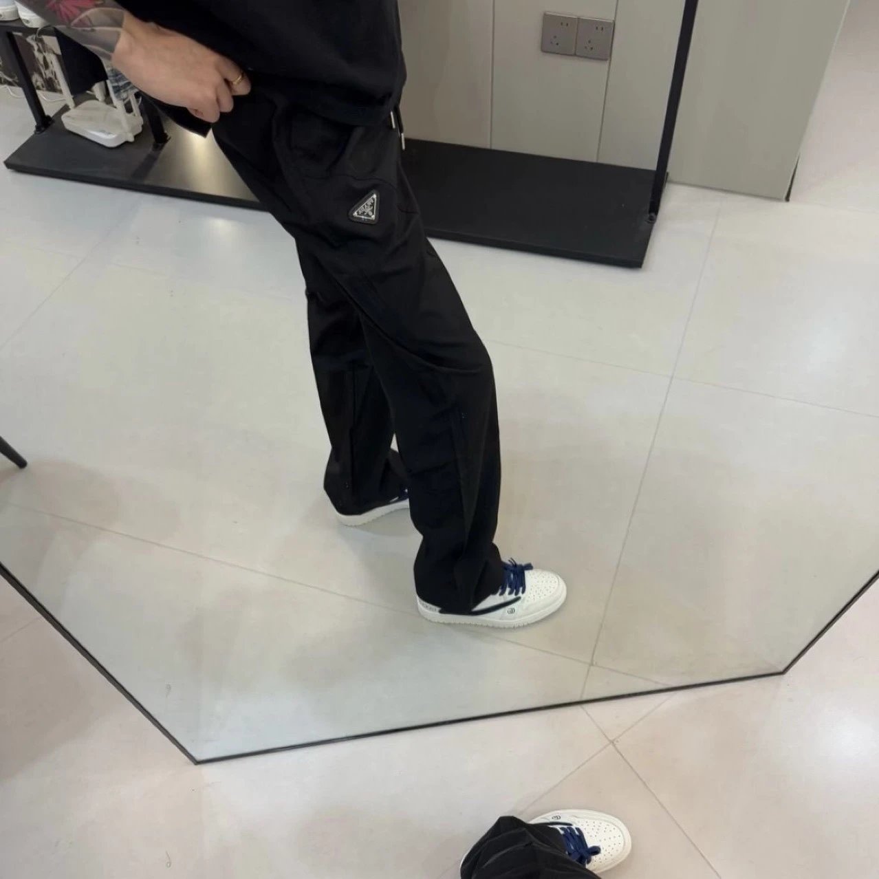 Prada Trousers Elastic-waist drawstring with triangular logo plaque image 2