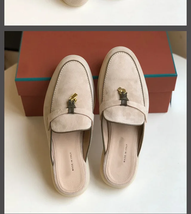 Unbranded Slippers Suede Loafer Mules with Metal Ornament product detail image 8
