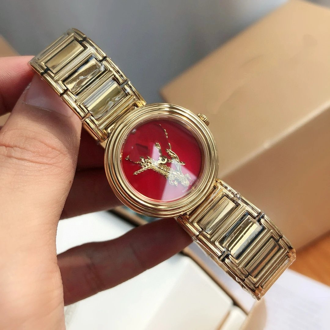 Versace Watches Medusa Motif Greek Key Bezel Metal Bracelet Watch — 29+Counter gift box packaging