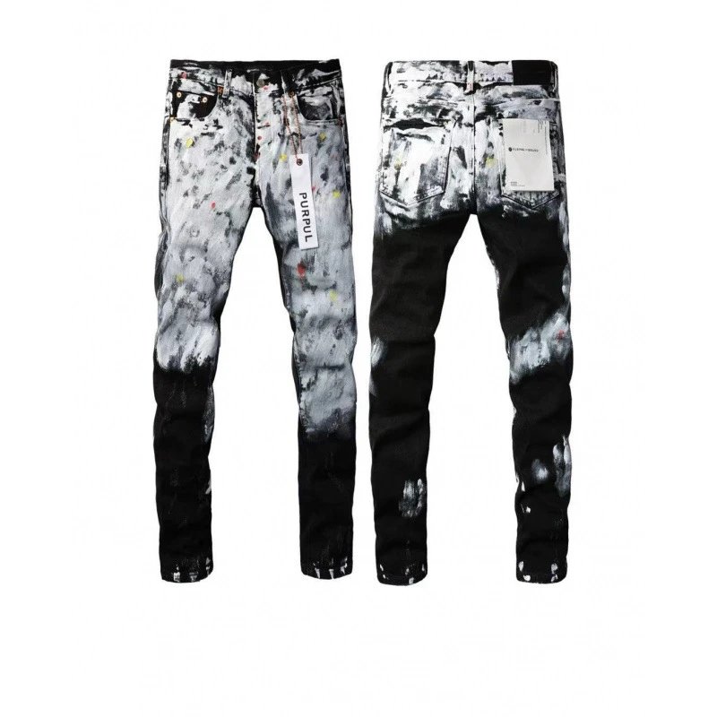 Purpul Jeans Slim distressed paint-splatter — 9020