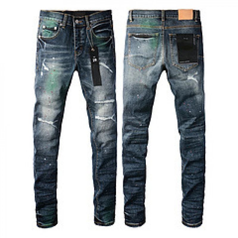 Purpul Jeans Slim distressed paint-splatter — 9070