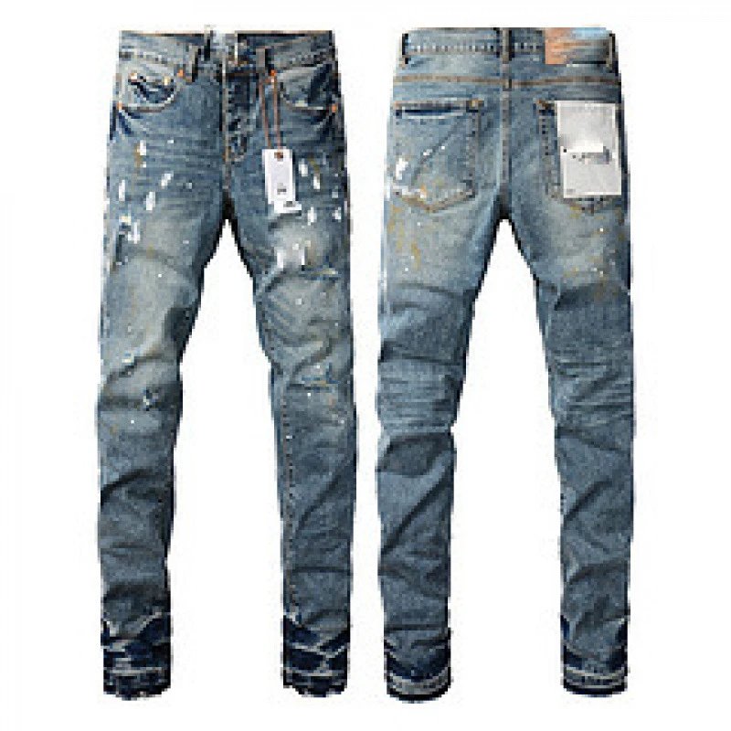 Purpul Jeans Slim distressed paint-splatter — 9077