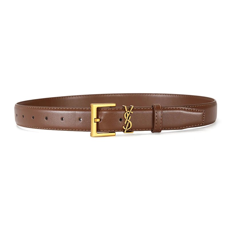 Saint Laurent Belts YSL monogram buckle — Caramel-Gold Buckle