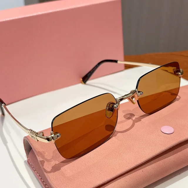 Miu Eyewear Rimless rectangular sunglasses product detail image 8