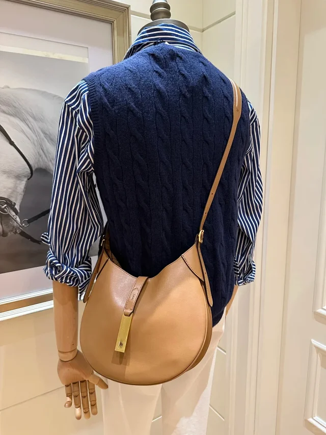 Unbranded Shoulder Bags Crescent Hobo Bag with Gold-Tone Horse Emblem product detail image 5