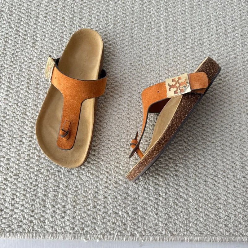 Tory Burch Sandals Buckle Thong — Brown