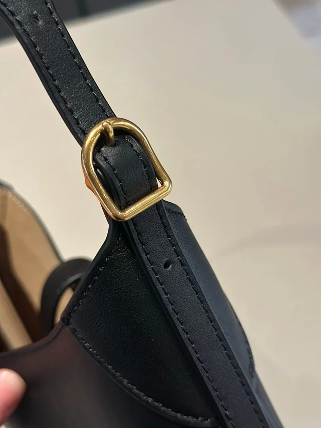 Unbranded Shoulder Bags Crescent Hobo Bag with Gold-Tone Horse Emblem product detail image 24