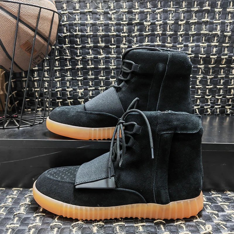 Unbranded Boots High-top suede lace-up with wide vamp strap and ribbed sole image 3