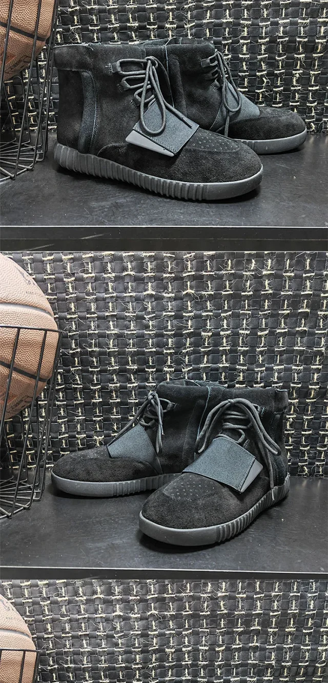 Unbranded Boots High-top suede lace-up with wide vamp strap and ribbed sole product detail image 3