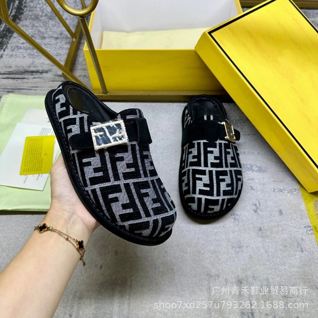 Fendi Slippers FF Monogram Buckle Mule — 07