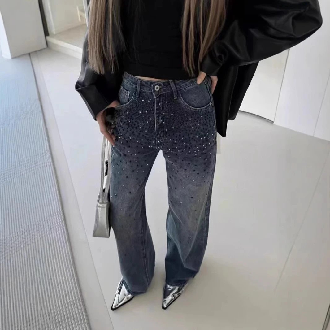 Miu Jeans High-Waisted Rhinestone-Embellished image 5