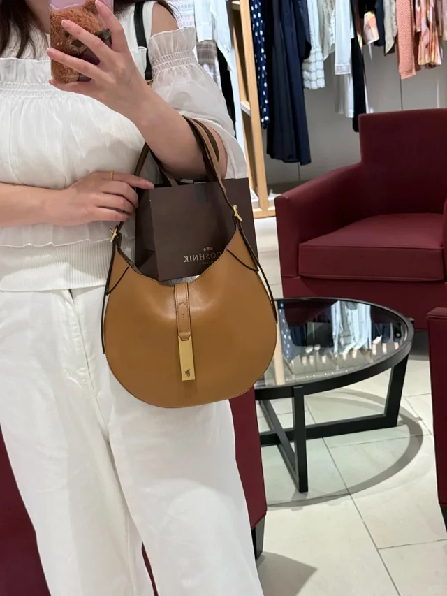 Unbranded Shoulder Bags Crescent Hobo Bag with Gold-Tone Horse Emblem product detail image 6