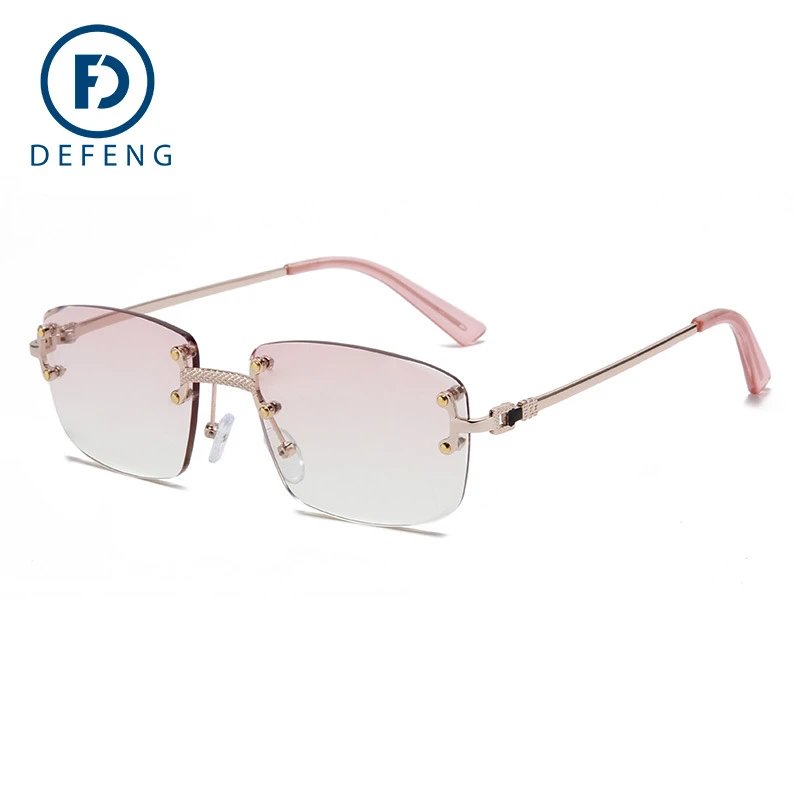 Unbranded Eyewear Rimless Square Gradient Sunglasses — c 5 powder gold box asymptotic powder