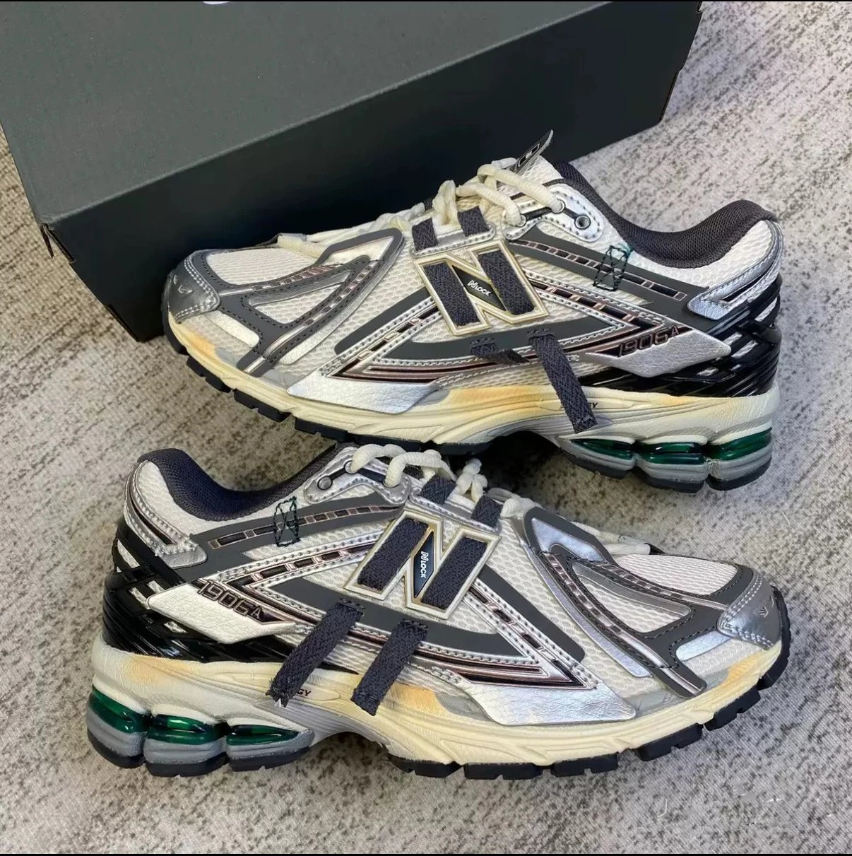 New Balance Sneakers 1906A distressed deconstructed design with ribbon laces image 2