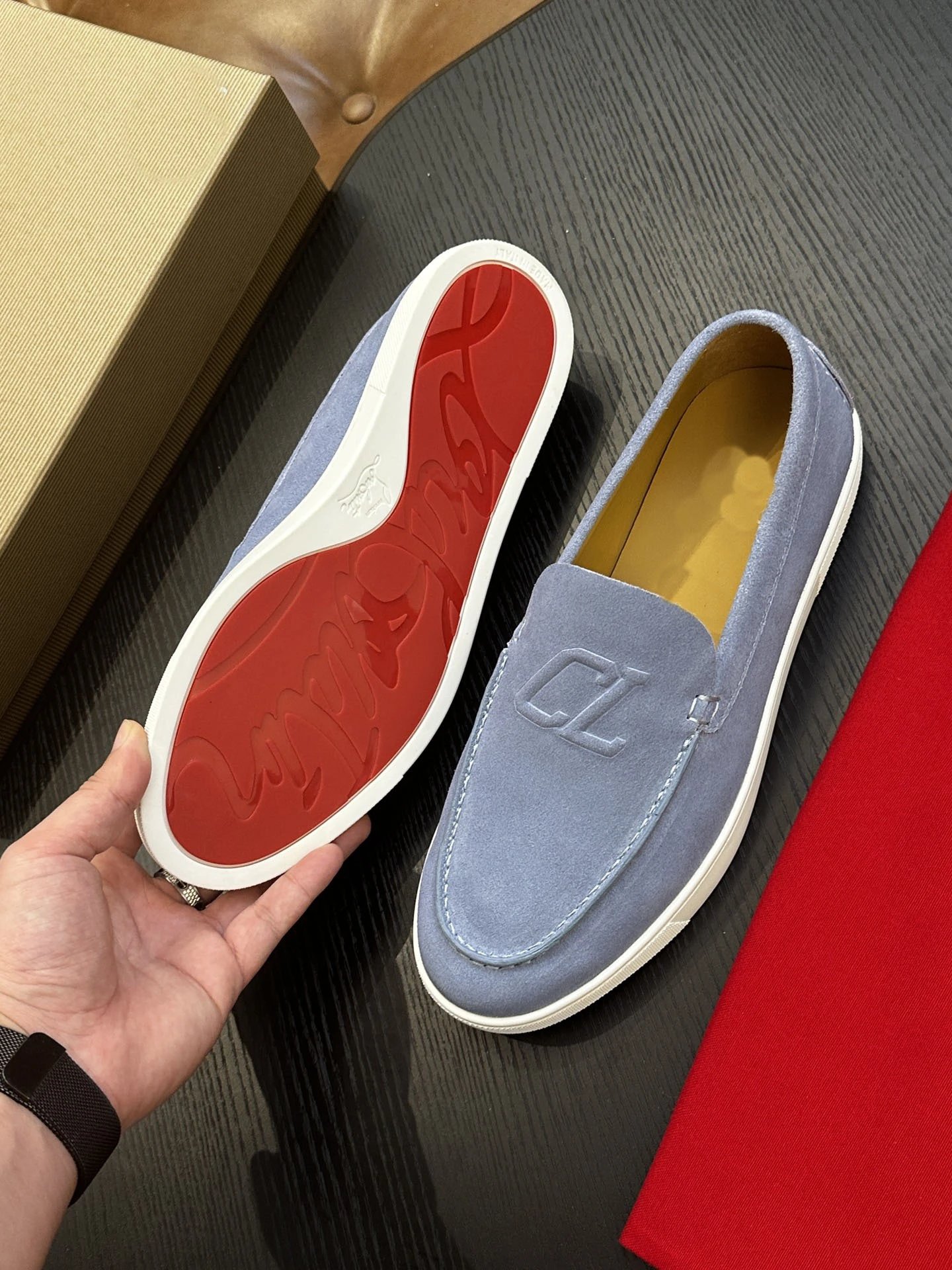 Christian Louboutin Casual Shoes Suede penny loafers with red soles — 8