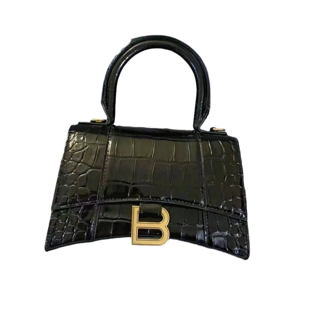 Unbranded Handbags Crocodile-Embossed Top-Handle Bag with B Clasp image 5