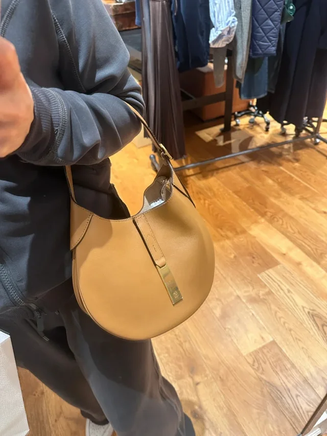 Unbranded Shoulder Bags Crescent Hobo Bag with Gold-Tone Horse Emblem product detail image 4