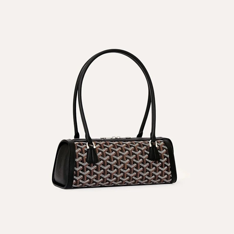 Unbranded Handbags Cylindrical baguette handbag with chevron pattern — Black