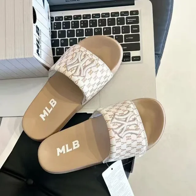 MLB Slippers NY Monogram Embroidered Slide product detail image 5