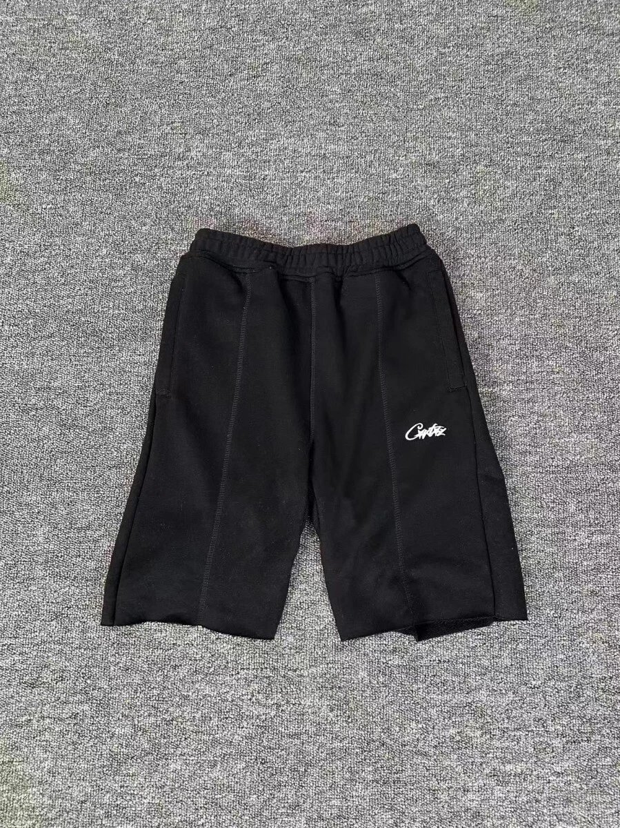Corteiz Shorts Alcatraz logo print — 668 Black (plus velvet) heavyweight