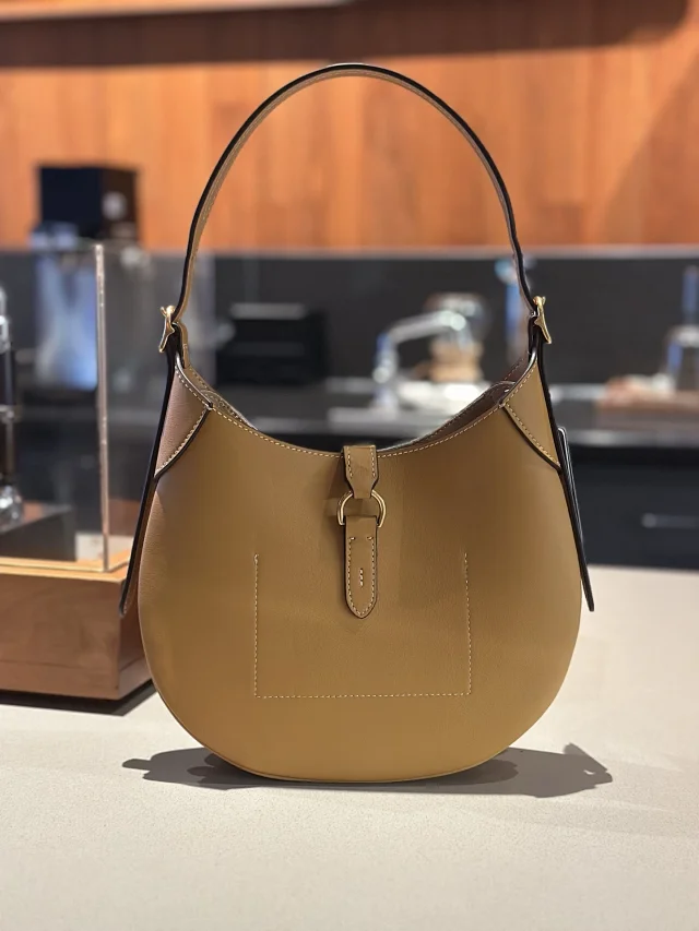 Unbranded Shoulder Bags Crescent Hobo Bag with Gold-Tone Horse Emblem product detail image 28