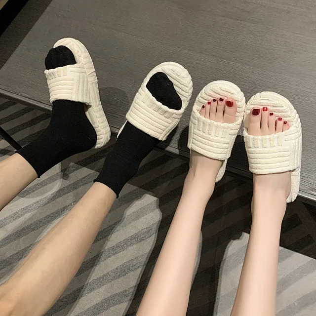 Unbranded Slippers Towel-textured thick-sole slide product detail image 16