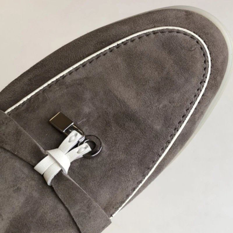 Unbranded Slippers Suede Loafer Mules with Metal Ornament image 2