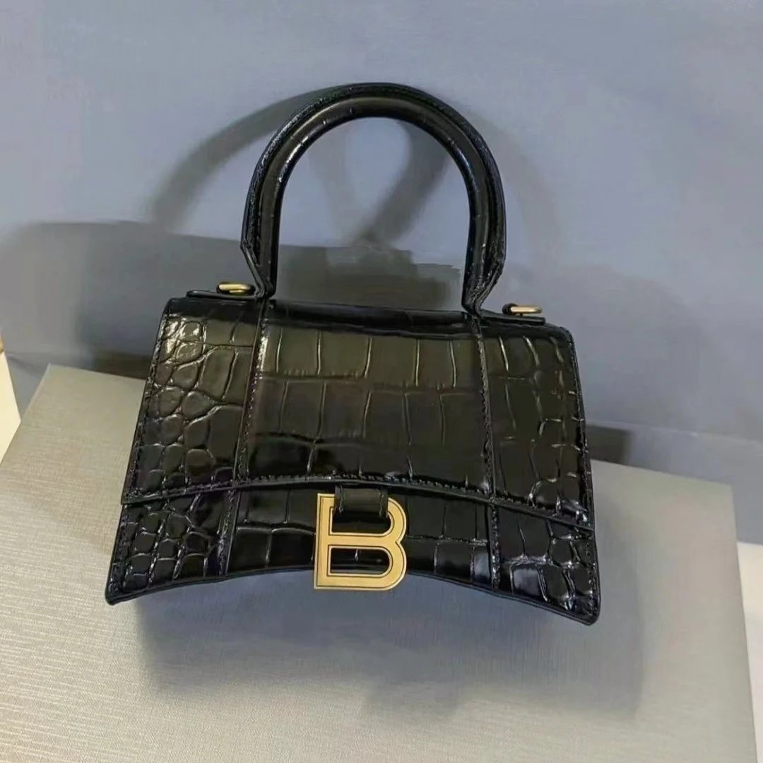 Unbranded Handbags Crocodile-Embossed Top-Handle Bag with B Clasp image 4