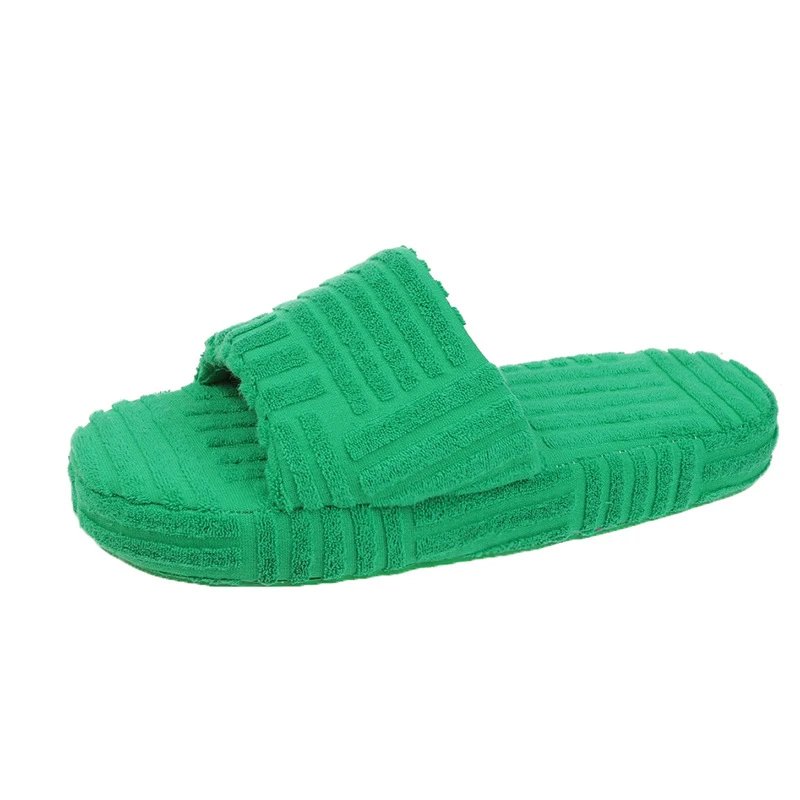 Unbranded Slippers Towel-textured thick-sole slide — Green