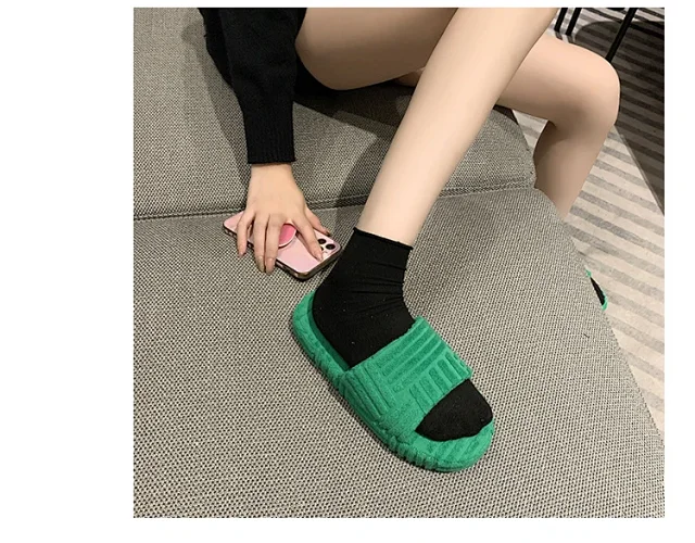 Unbranded Slippers Towel-textured thick-sole slide product detail image 6
