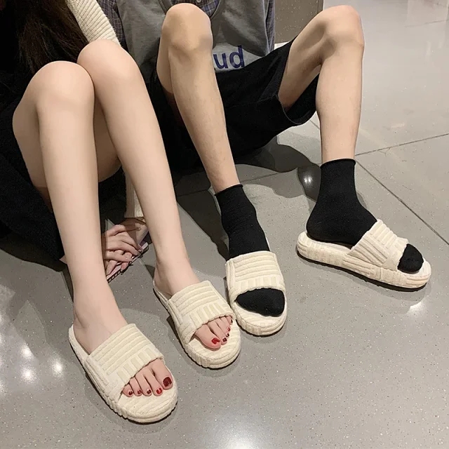 Unbranded Slippers Towel-textured thick-sole slide product detail image 14