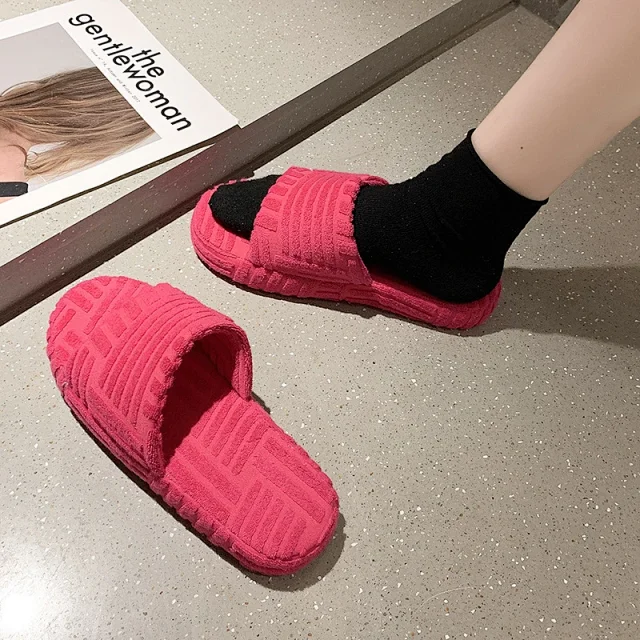 Unbranded Slippers Towel-textured thick-sole slide product detail image 22