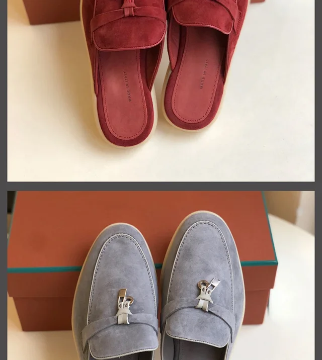 Unbranded Slippers Suede Loafer Mules with Metal Ornament product detail image 13