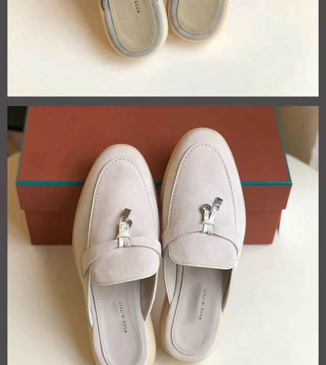 Unbranded Slippers Suede Loafer Mules with Metal Ornament product detail image 15
