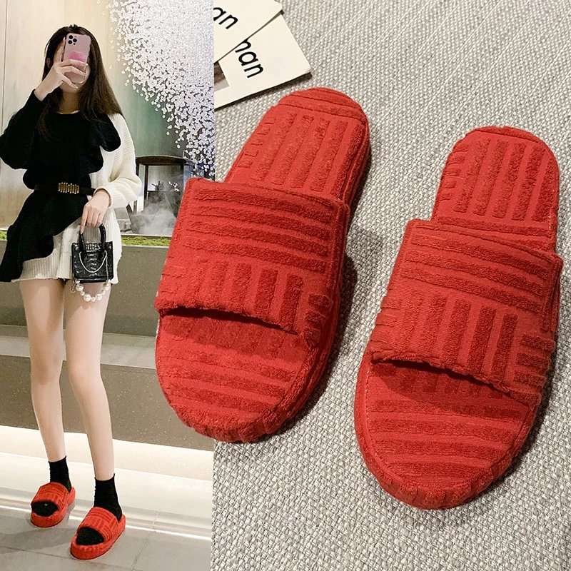 Unbranded Slippers Towel-textured thick-sole slide image 2