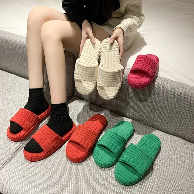 Unbranded Slippers Towel-textured thick-sole slide product detail image 1