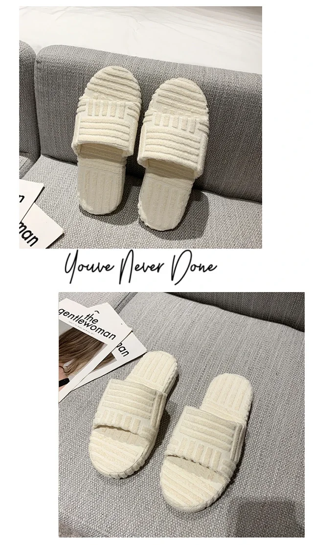 Unbranded Slippers Towel-textured thick-sole slide product detail image 17