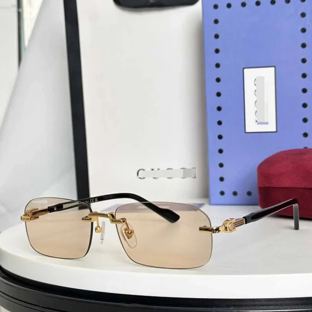 Unbranded Eyewear Rimless rectangular sunglasses with decorative metal temples product detail image 4