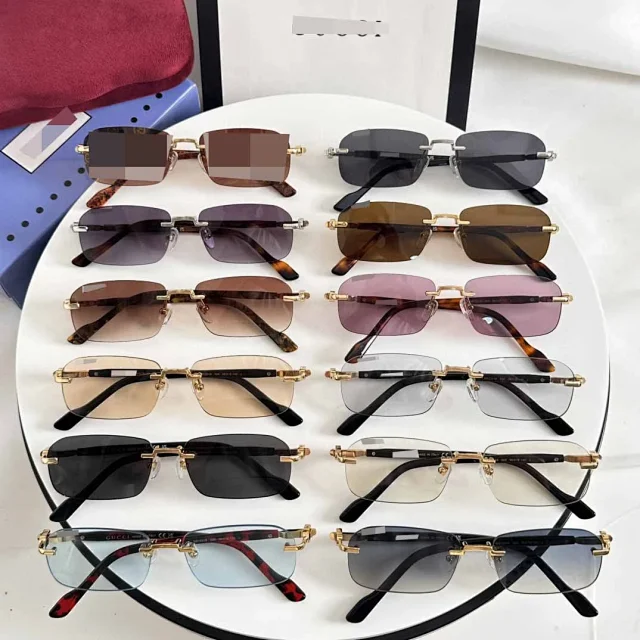 Unbranded Eyewear Rimless rectangular sunglasses with decorative metal temples product detail image 1