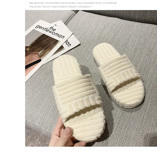 Unbranded Slippers Towel-textured thick-sole slide product detail image 12