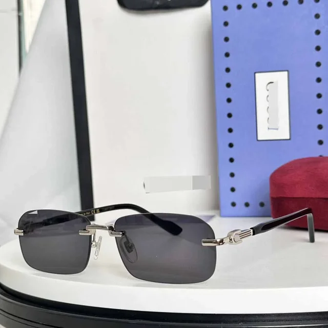 Unbranded Eyewear Rimless rectangular sunglasses with decorative metal temples product detail image 8