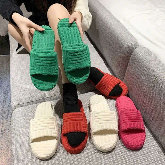 Unbranded Slippers Towel-textured thick-sole slide product detail image 28