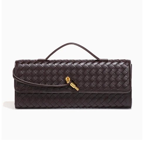 Unbranded Crossbody Bags Woven top-handle flap bag with gold-tone turn-lock — Chocolate