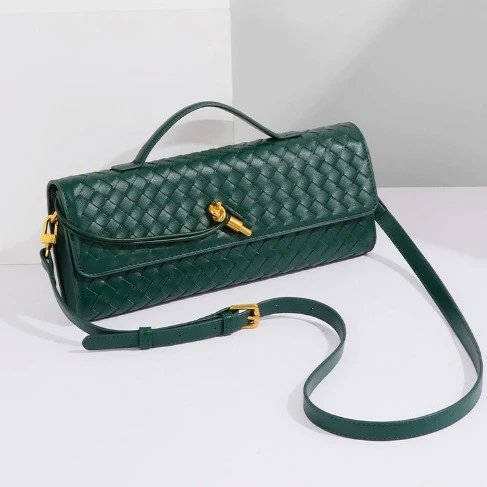 Unbranded Crossbody Bags Woven top-handle flap bag with gold-tone turn-lock image 2