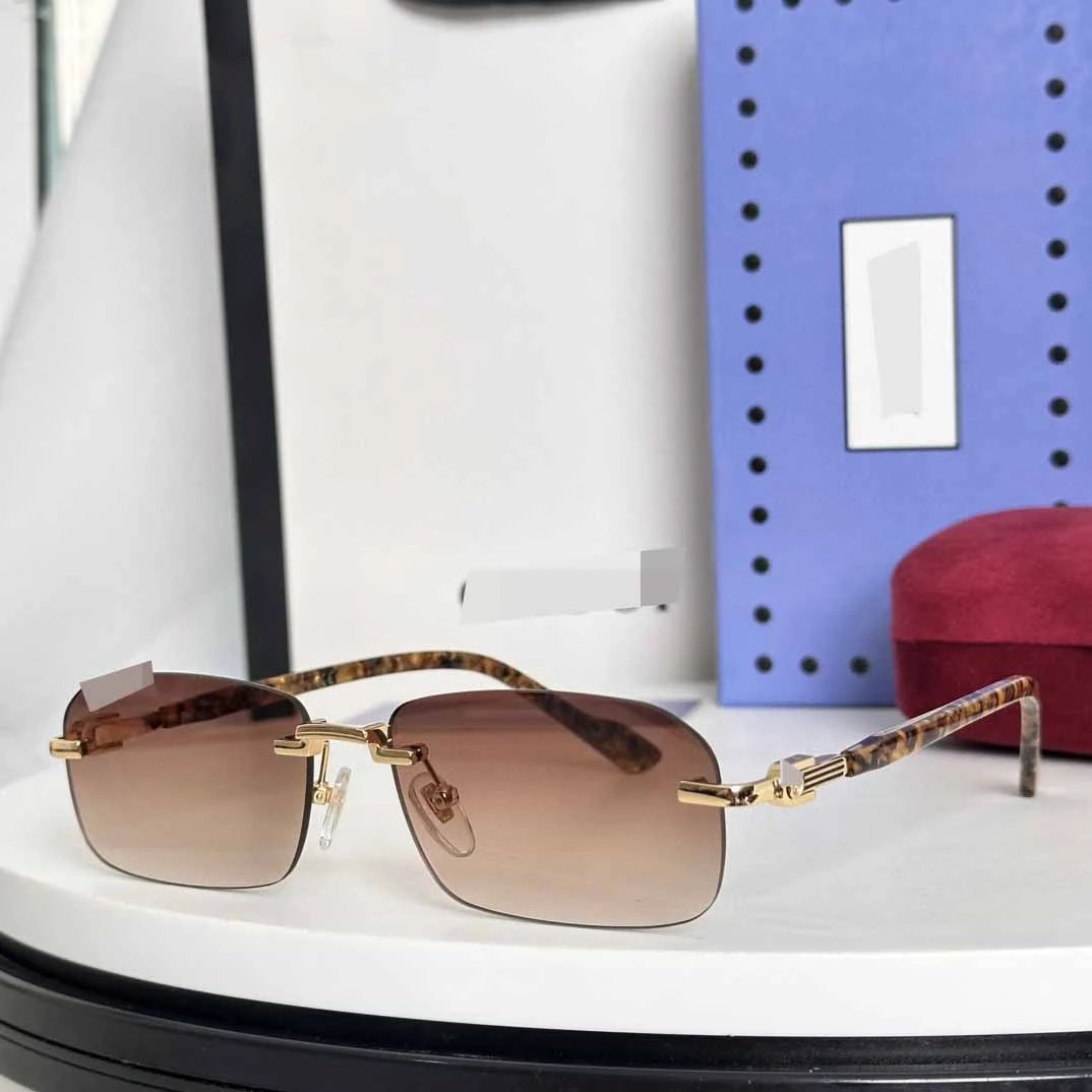 Unbranded Eyewear Rimless rectangular sunglasses with decorative metal temples image 3