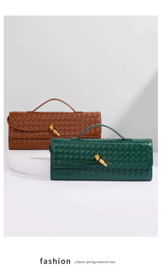 Unbranded Crossbody Bags Woven top-handle flap bag with gold-tone turn-lock product detail image 12