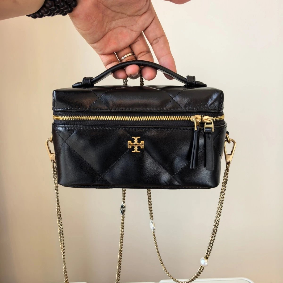 Tory Burch Crossbody Bags Quilted top-handle chain bag with double-zip closure product image